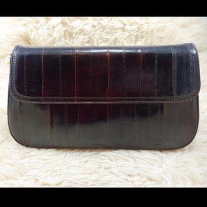 MODA SPANA Eel Skin Clutch/Purse, Brown